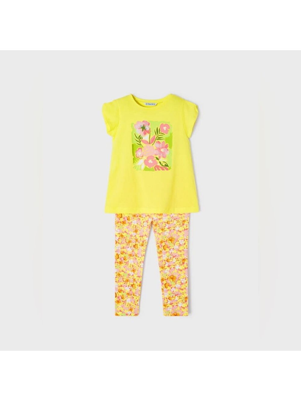 Size 8 Girls Mayoral Bright Yellow and Pink Floral Pajama Set